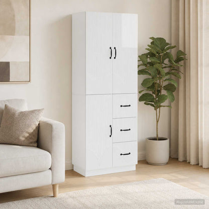 vidaXL Cabinet Set 2 pcs High Gloss White Engineered Wood 1