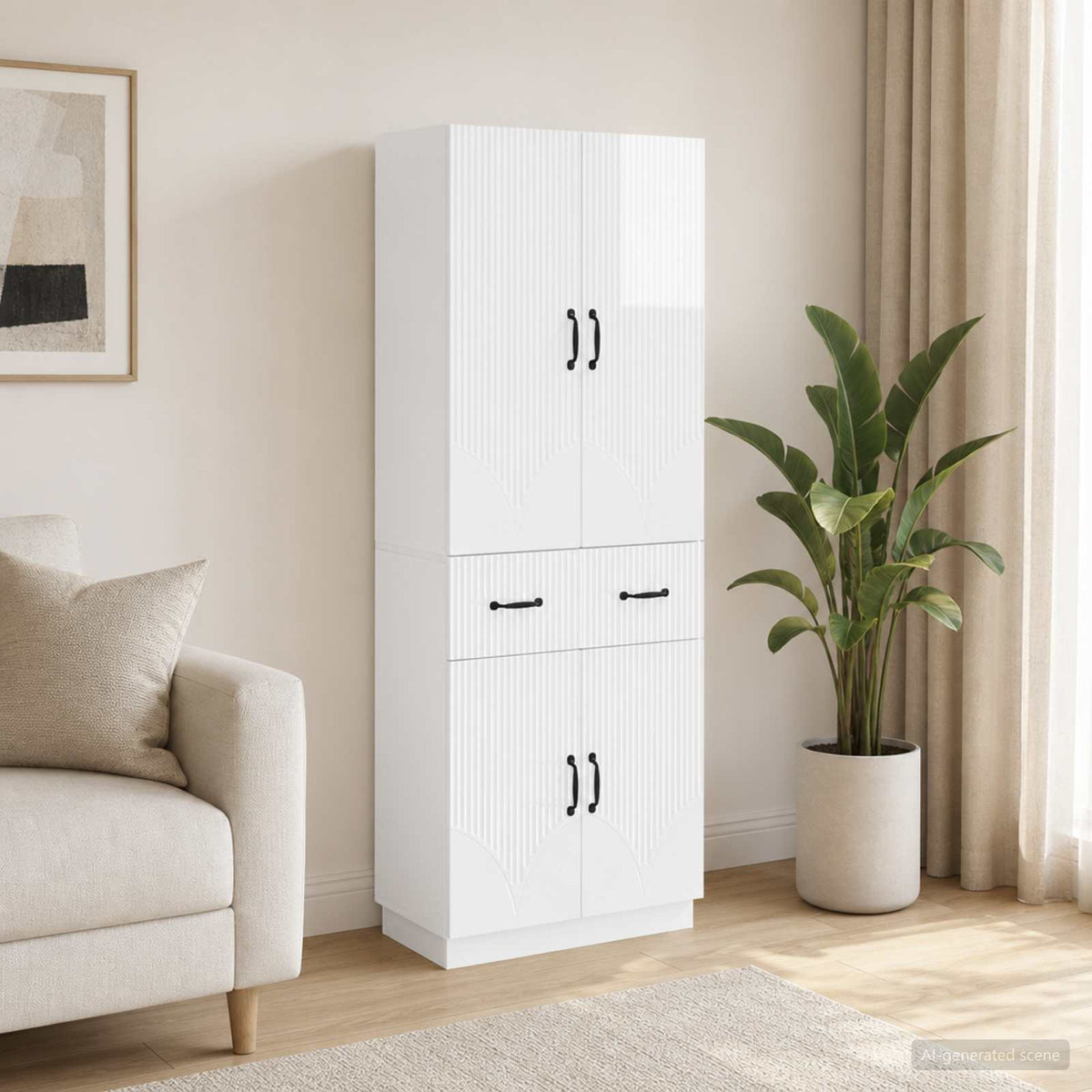 vidaXL Cabinet Set 2 pcs High Gloss White Engineered Wood 1
