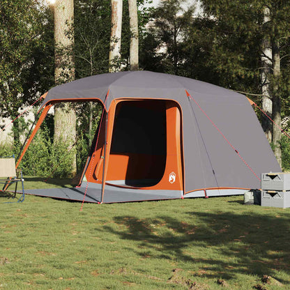 vidaXL Camping Tent with Porch Dome 5-Person Grey&Orange Waterproof 1