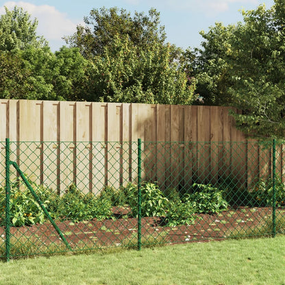 vidaXL Chain Link Fence with Spike Anchors Green 1x25 m 1