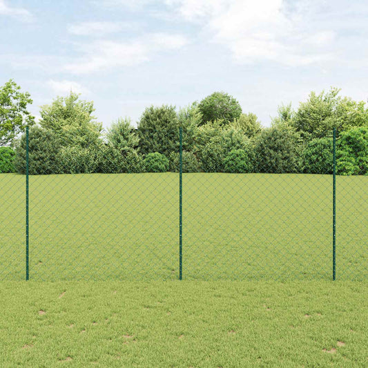 vidaXL Chainlink Fence with Post 25 x 1.6 m PVC-Coated Steel Green 1