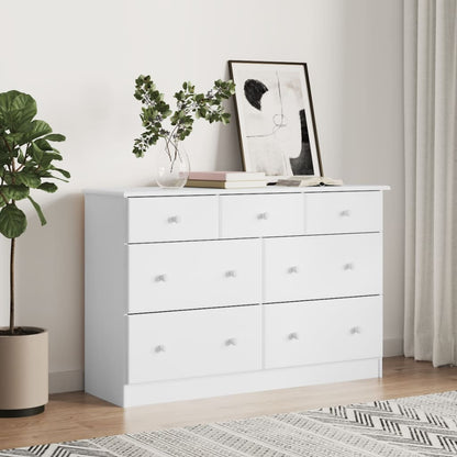 vidaXL Chest of Drawers "ALTA" White 112x35x73 cm Solid Wood Pine 1