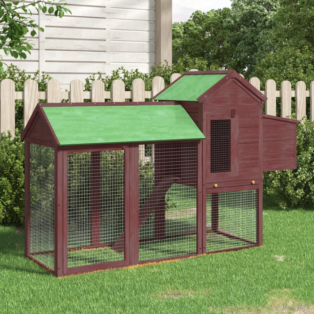 vidaXL Chicken Coop Mocha 193x65x117 cm Solid Wood Pine 1