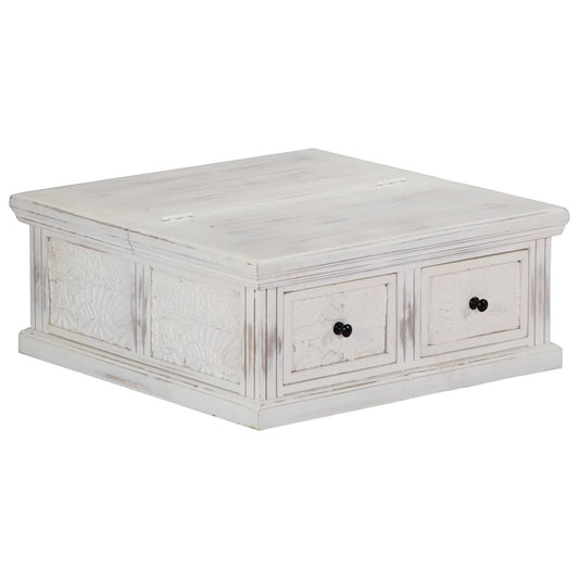 Coffee Table White Solid Mango Wood
