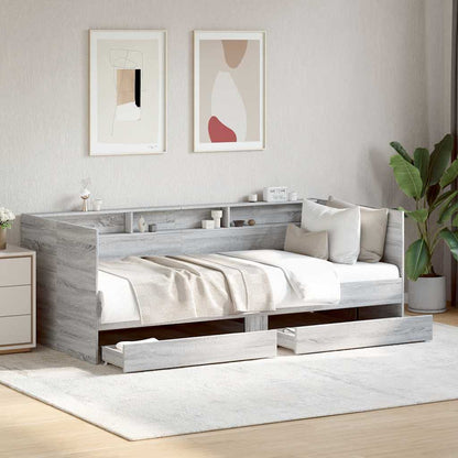 vidaXL Daybed with Drawers without Mattress Grey Sonoma 90x200 cm 1