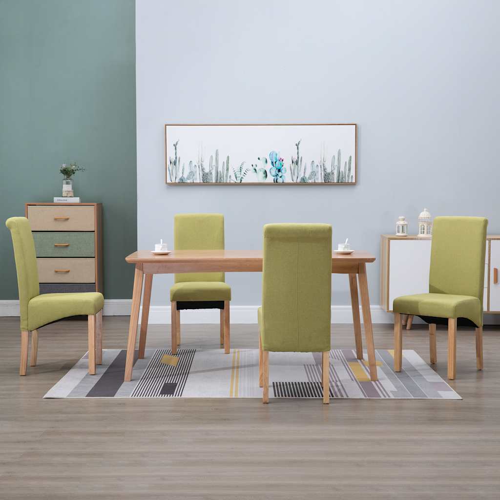vidaXL Dining Chairs 4 pcs Green Fabric 1