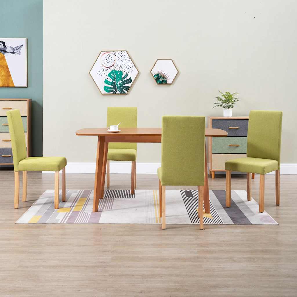 vidaXL Dining Chairs 4 pcs Green Fabric 1