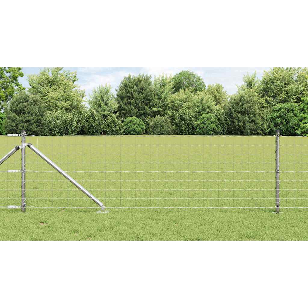 vidaXL Euro Fence with Spikes 50 x 0.6 m Galvanised Steel Silver Mesh 1