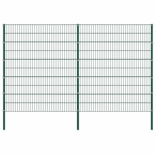 vidaXL Fence Panel with Posts Iron 349x200 cm Green 1