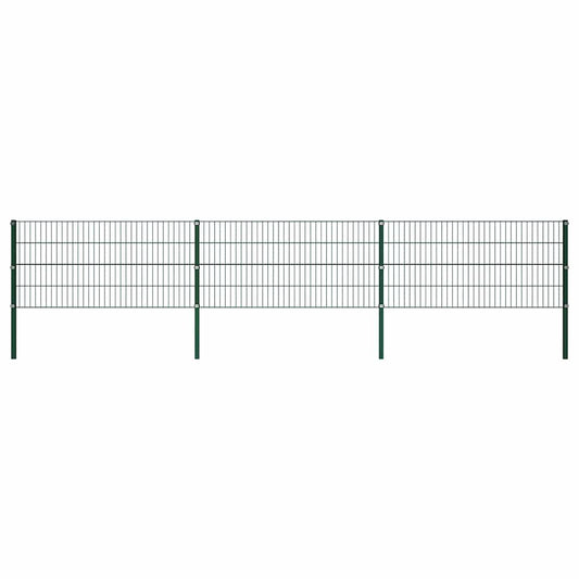 vidaXL Fence Panel with Posts Iron 522x80 cm Green 1
