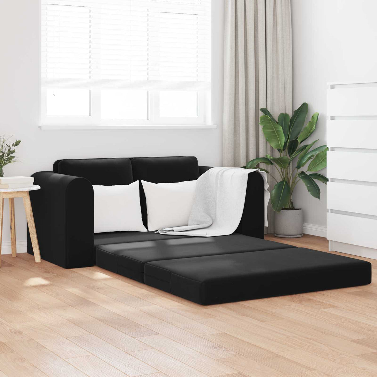 vidaXL Folding Sofa Bed Black 148 x 71 x 83 cm Velvet 1