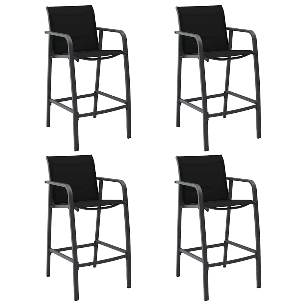 48117 vidaXL Garden Bar Chairs 4 pcs Black Textilene 1
