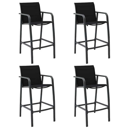 48117 vidaXL Garden Bar Chairs 4 pcs Black Textilene 1