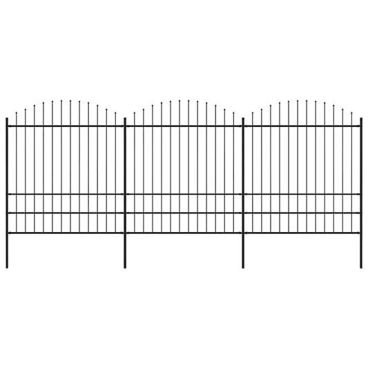 vidaXL Garden Fence with Spear Top Steel 504x200 cm Black 1