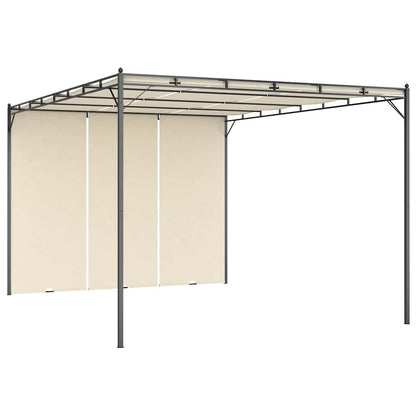 47994 vidaXL Garden Gazebo with Side Curtain 4x3x2,25 m Cream 1