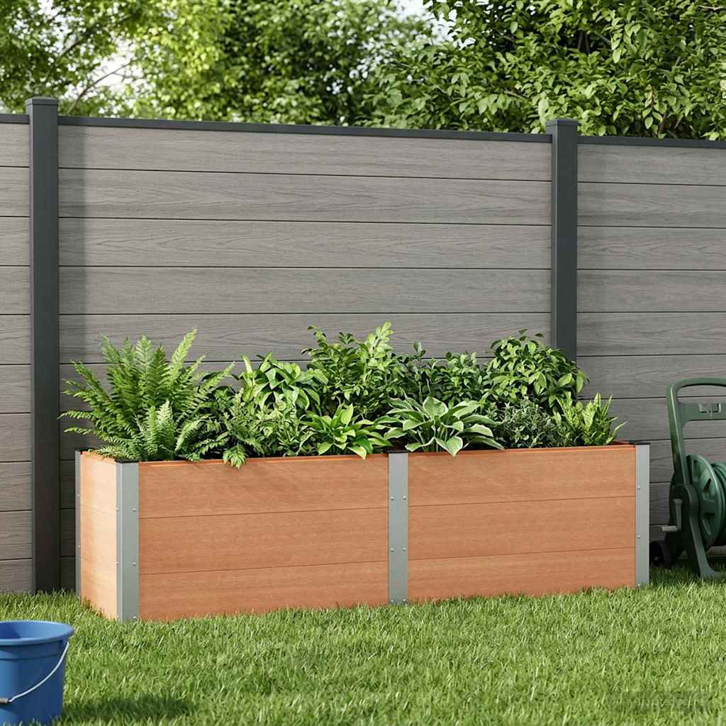 vidaXL Garden Raised Bed Brown 200 x 50 x 54 cm WPC and Aluminium 1