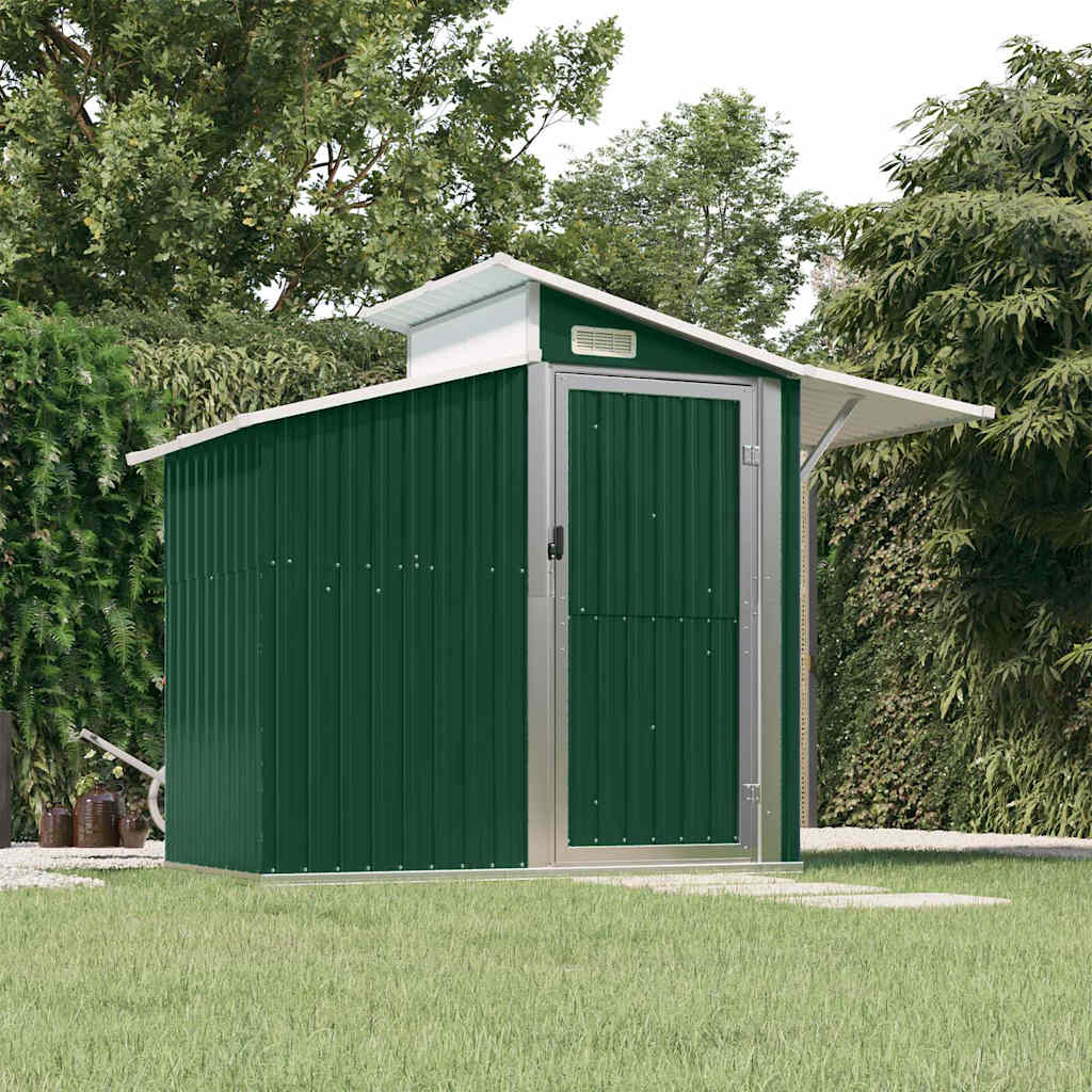 vidaXL Garden Shed Green 270x130x208,5 cm Galvanised Steel 1