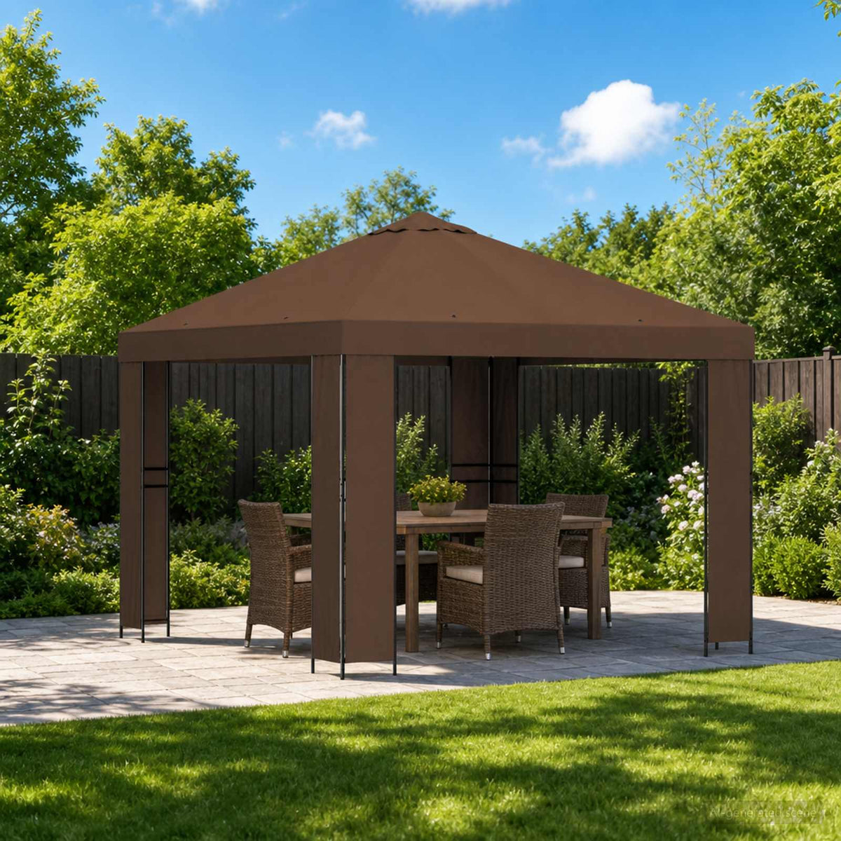 vidaXL Gazebo 3 x 3 m Brown Polyester and Steel 190 gsm 1