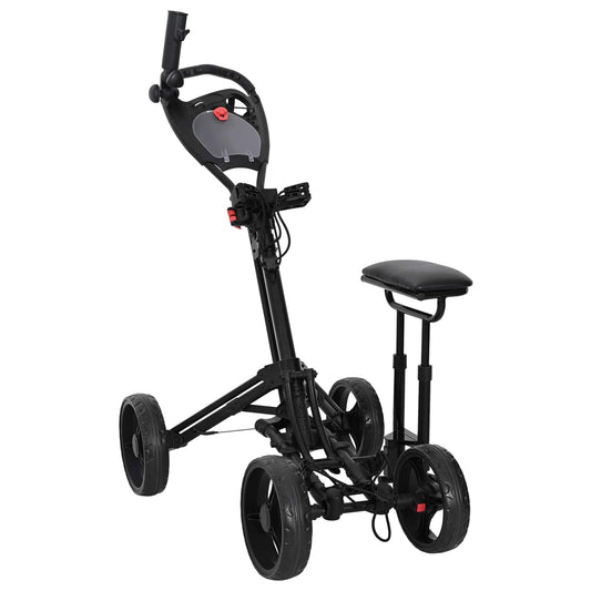 Golf Trolley with Seat Black Aluminium Foldable