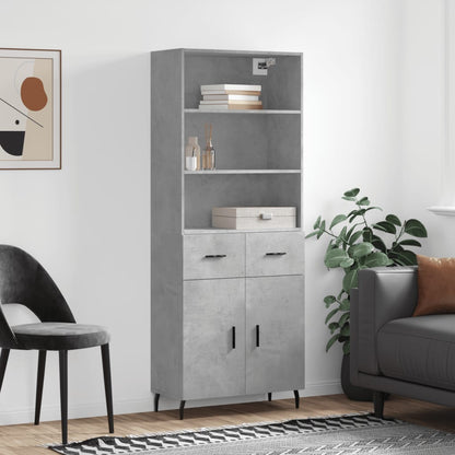 vidaXL Highboard Concrete Grey 69,5x34x180 cm Engineered Wood 1