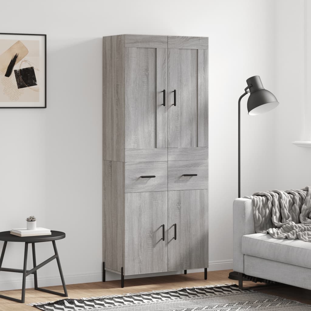 vidaXL Highboard Grey Sonoma 69,5x34x180 cm Engineered Wood 1
