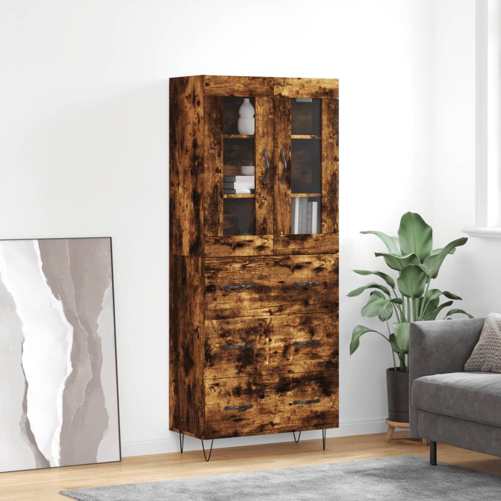 vidaXL Highboard Smoked Oak 69,5x34x180 cm Engineered Wood 1
