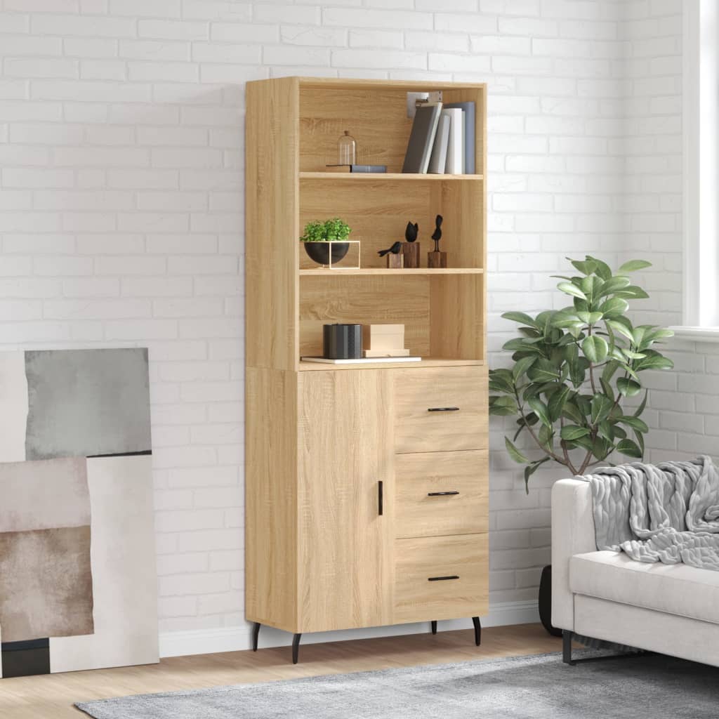 vidaXL Highboard Sonoma Oak 69,5x34x180 cm Engineered Wood 1