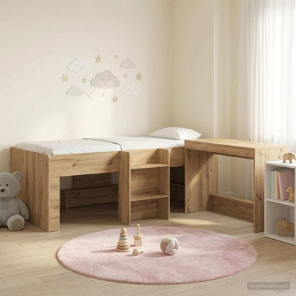 vidaXL Kids'High Bed Frame with Desk 2 pcs Artisan Oak 1