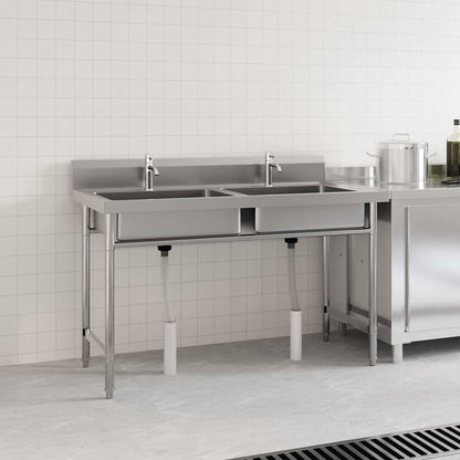 144291 vidaXL Kitchen Sink Double Basin Stainless Steel 1