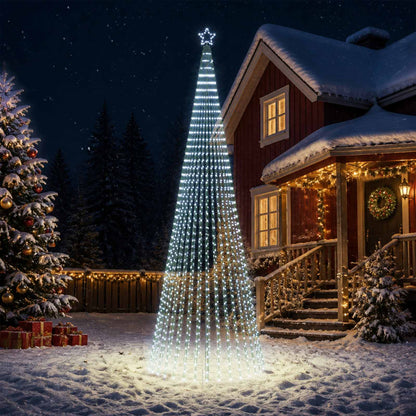 vidaXL LED Christmas Tree 500 cm 1524 LEDs Cold White Steel Black 1