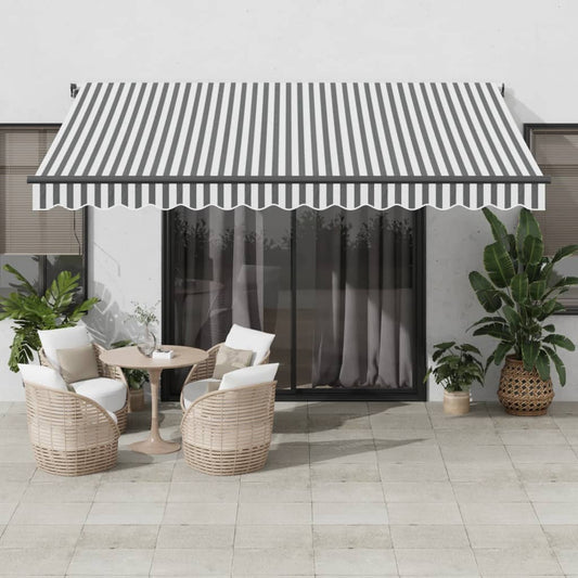 vidaXL Manual Retractable Awning Anthracite and White 400x350 cm 1