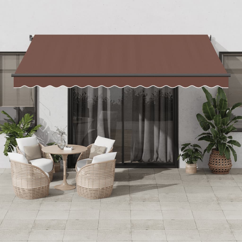 vidaXL Manual Retractable Awning Brown 400x350 cm 1