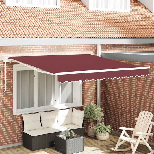 vidaXL Manual Retractable Awning Burgundy 300x250 cm 1