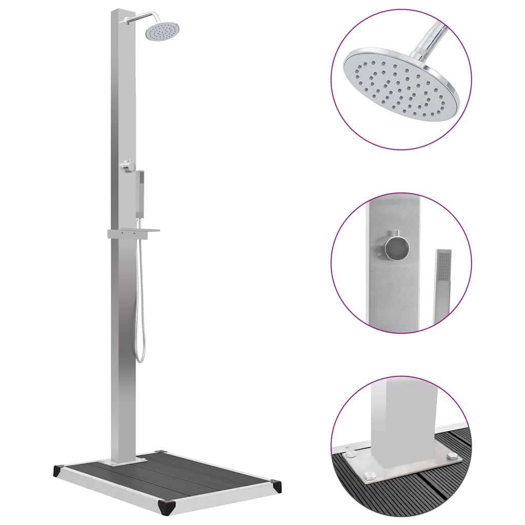 vidaXL Outdoor Shower with Tray WPC Stainless Steel 1