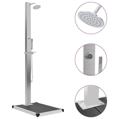 vidaXL Outdoor Shower with Tray WPC Stainless Steel 1
