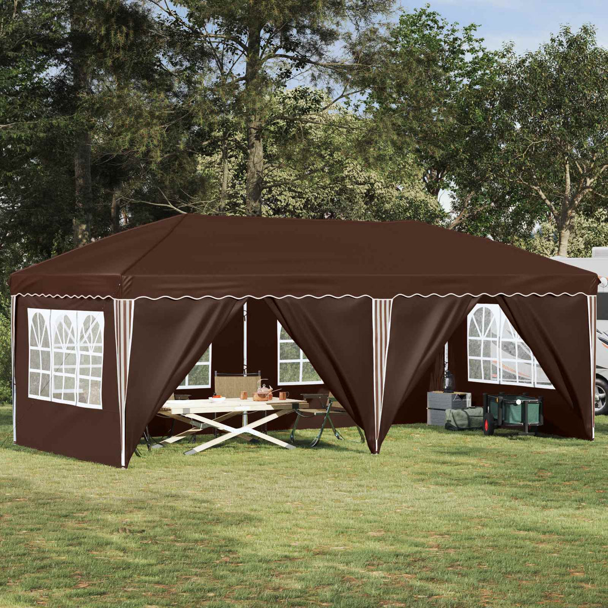 vidaXL Pop-up Party Tent 575 x 288 x 245 cm Brown 1