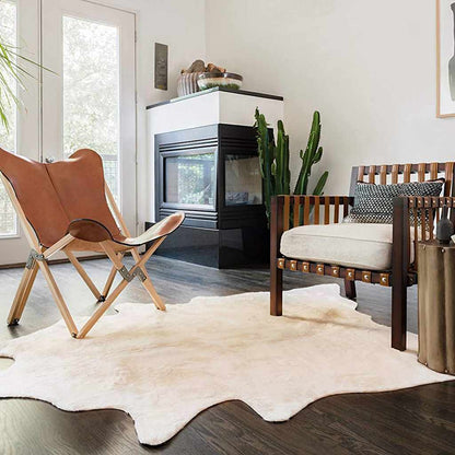 vidaXL Real Cowhide Rug Beige 180x220 cm 1