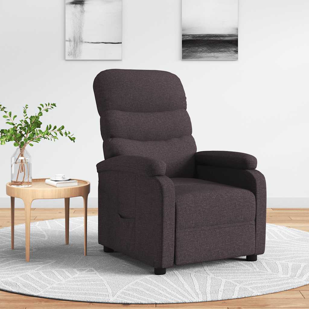 vidaXL Recliner Chair Dark Brown Fabric 1