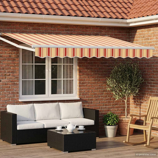 vidaXL Retractable Awning Yellow, Orange and White 3.5 x 2 m 1