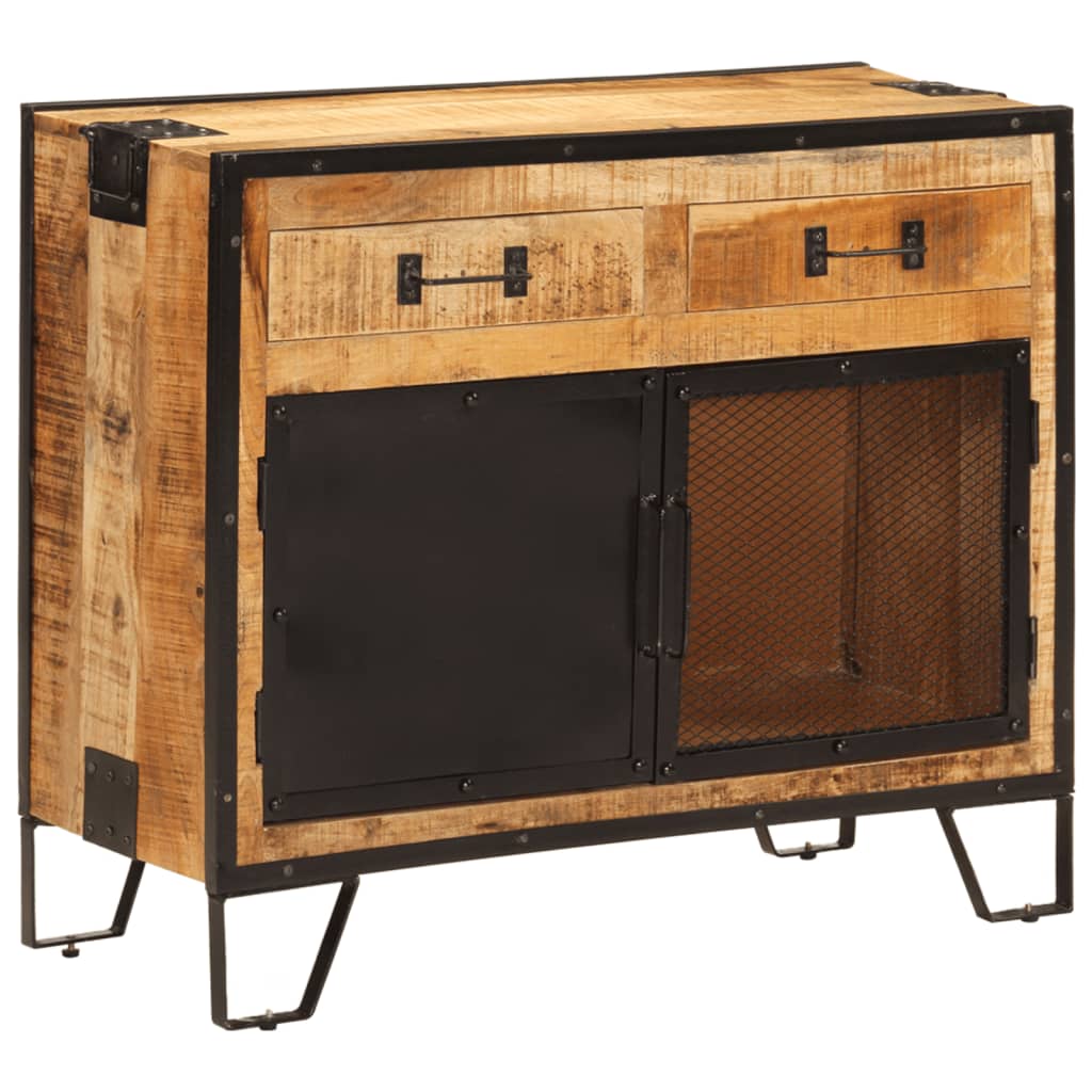 vidaXL Sideboard 80x31x66 cm Solid Rough Wood Mango and Metal 1