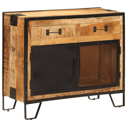 vidaXL Sideboard 80x31x66 cm Solid Rough Wood Mango and Metal 1