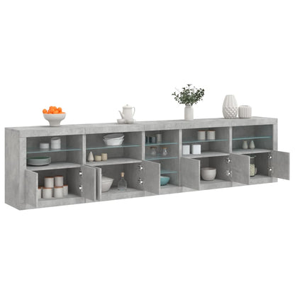vidaXL Sideboard with LED Lights Concrete Grey 283x37x67 cm 1