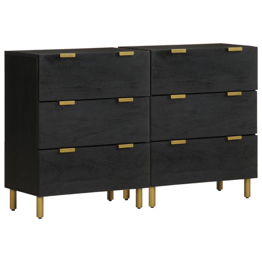 vidaXL Sideboards 2 pcs Black 60x33x75 cm Engineered Wood 1