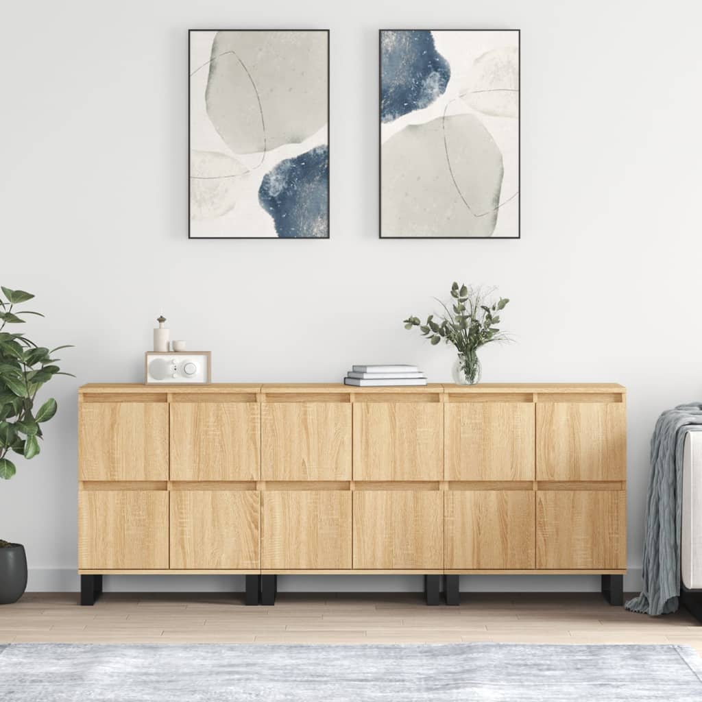 vidaXL Sideboards 3 pcs Sonoma Oak Engineered Wood 1