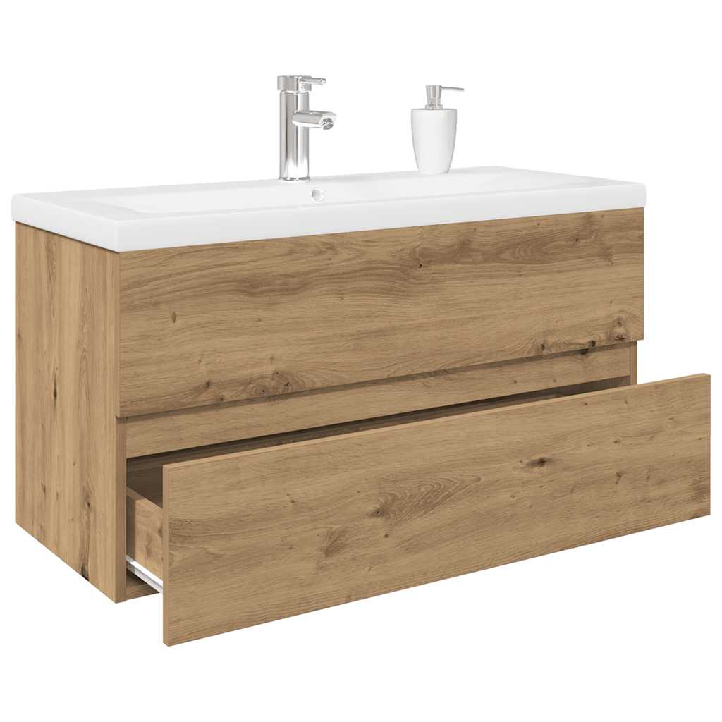 vidaXL Sink Cabinet with Built-in Basin and Faucet Artisan Oak 1