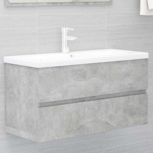 vidaXL Sink Cabinet with Built-in Basin Concrete Grey Engineered Wood 1