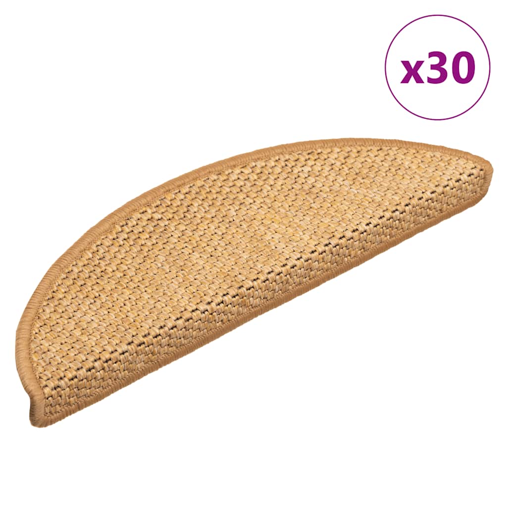 vidaXL Stair Mats Self-adhesive Sisal-Look 30 pcs 56x17x3 cm Sisal 1