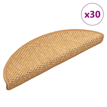 vidaXL Stair Mats Self-adhesive Sisal-Look 30 pcs 56x17x3 cm Sisal 1