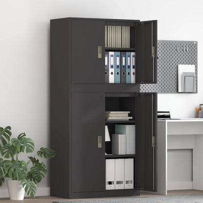 vidaXL Storage Cabinet 2 pcs Black 80 x 40 x 175 cm Steel Lockable 1