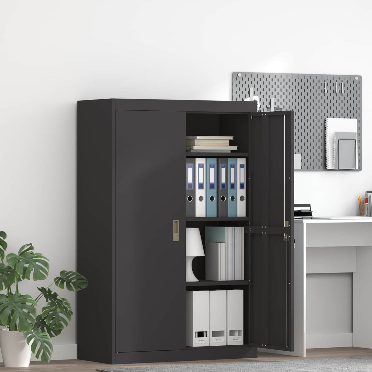 vidaXL Storage Cabinet Black 90 x 40 x 140 cm Steel 1